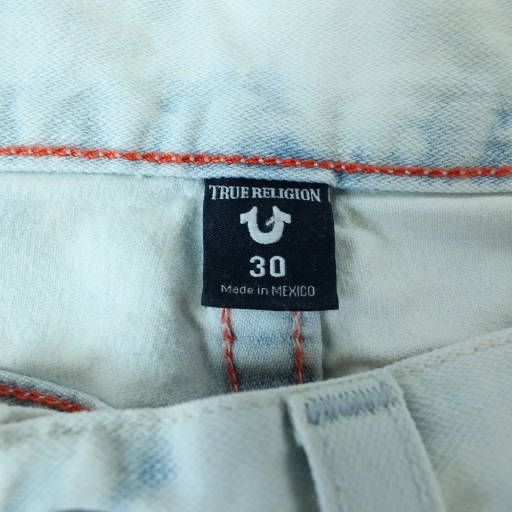 True Religion Geno Jeans Men's 30 x 32 Worn Sunfaded Relaxed Slim Fit Distressed